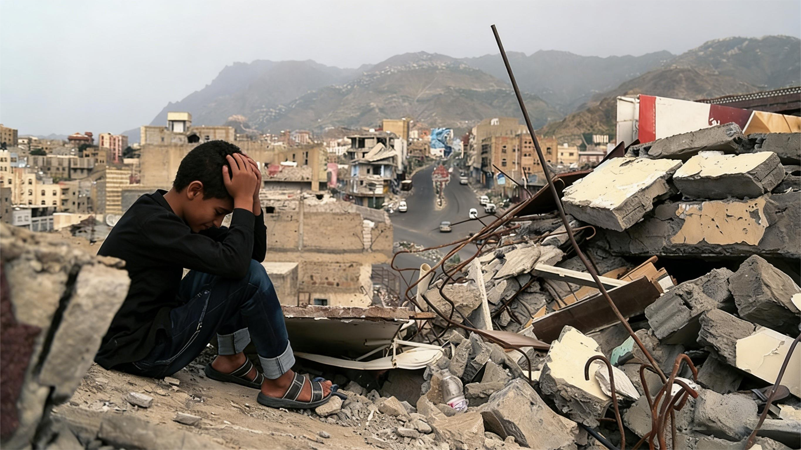 Yemeni boy on the ruins