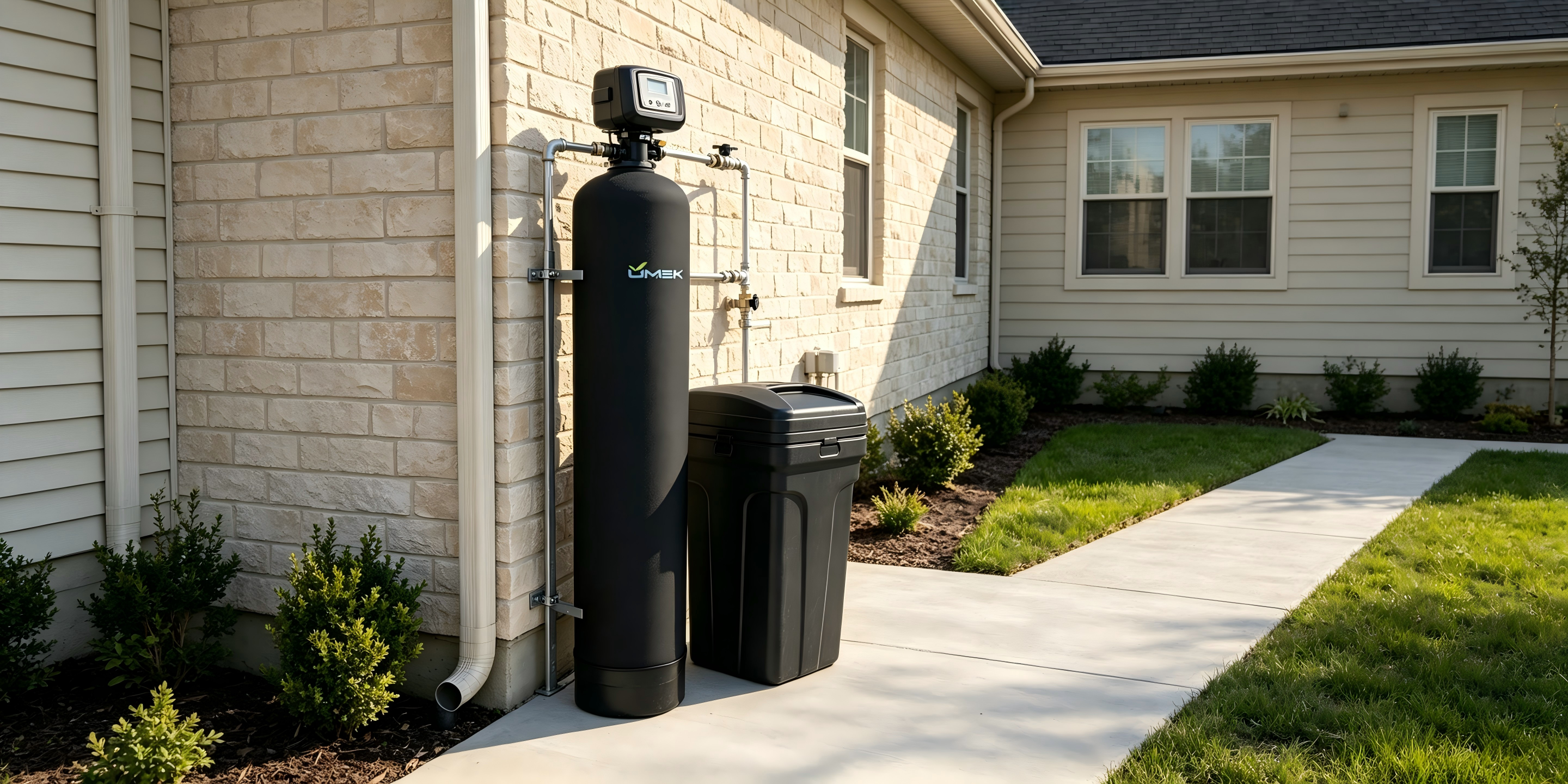 Water softener outside an American villa